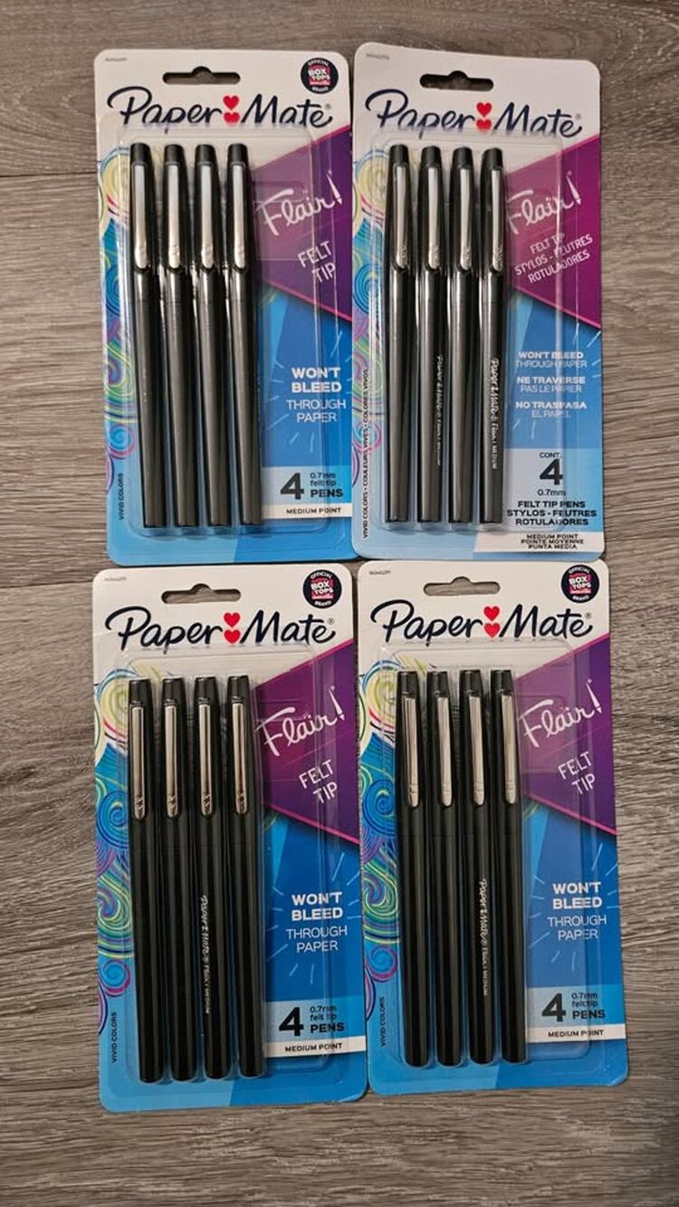 New Paper Mate Flair Felt Tip Pens Black 4pks of 4